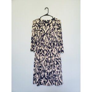 Tiana B Women L Dress Empire Waist Beige Black Stretch Career Office Knee Length